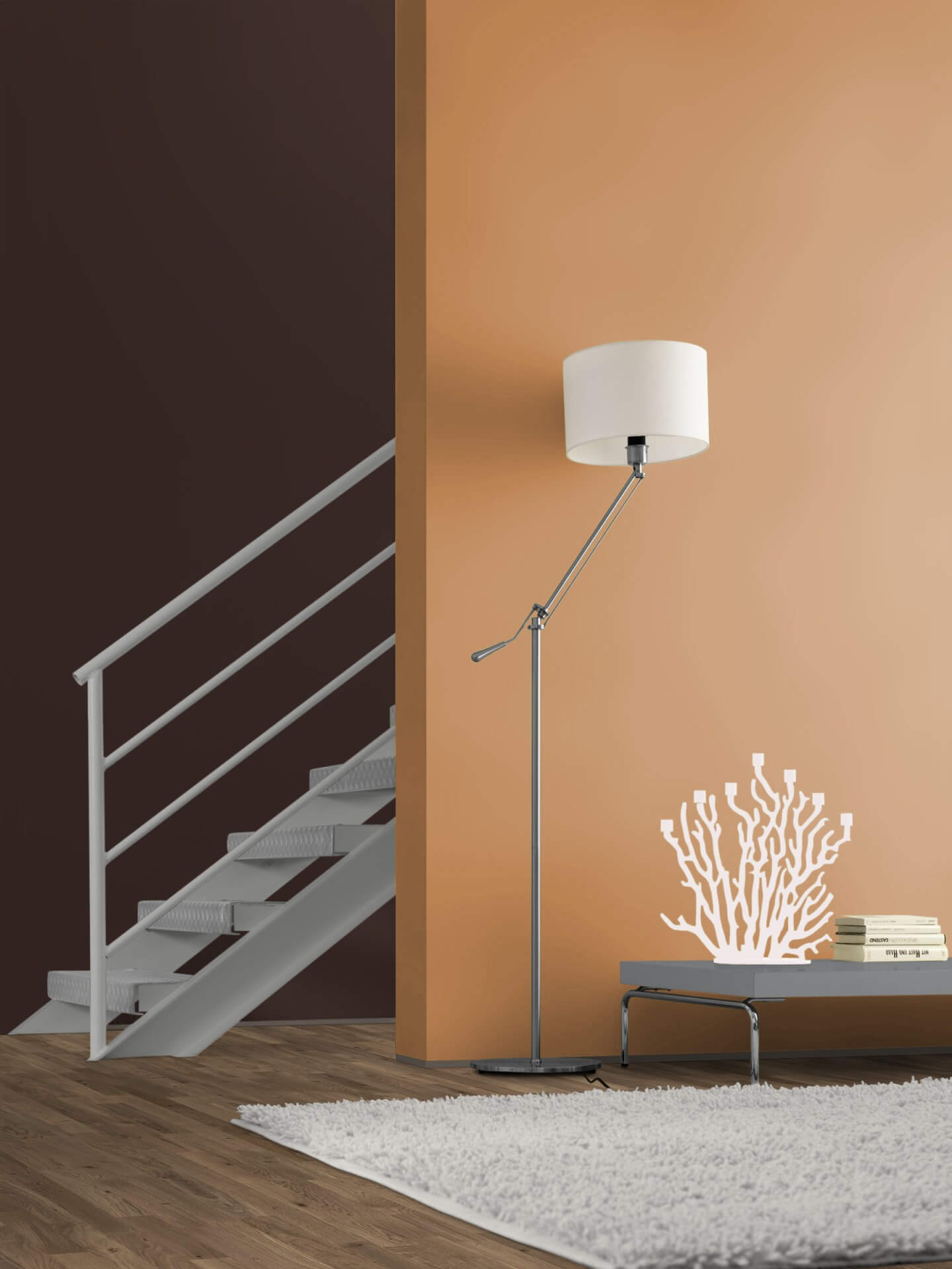 Noble and comfortable: calm brown-black is the stage for bright gold ocher | Volcano Black, 3D Amber 70